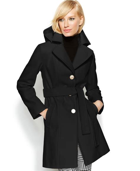 michael kors belted jacket with hood|michael kors ladies winter coats.